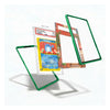 A clear acrylic Pokémon card protector case with a translucent green border, shown in multiple floating angles around a graded Pokémon card inside a slab. The product is displayed on a clean white background with soft shadows.