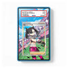 A PSA graded collectible trading card in a blue slab, featuring an anime character card titled 'Marnie's Pride' with a clear top window showing the card and a blue protective holder around it.