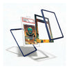 Three clear protective card sleeves with dark blue frames are displayed on a white background, with one sleeve holding a graded Pokémon TCG card and another sleeve showing a colorful card insert.