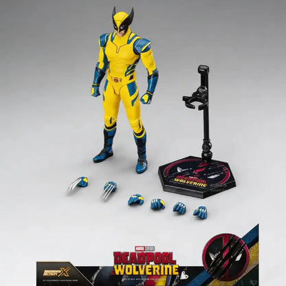 Marvel Deadpool Wolverine action figure with accessories on a gray background