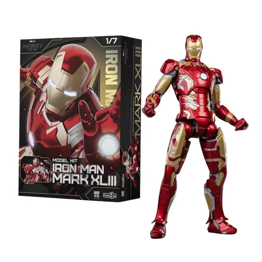 Iron Man Mark XLIII action figure with packaging on a white background