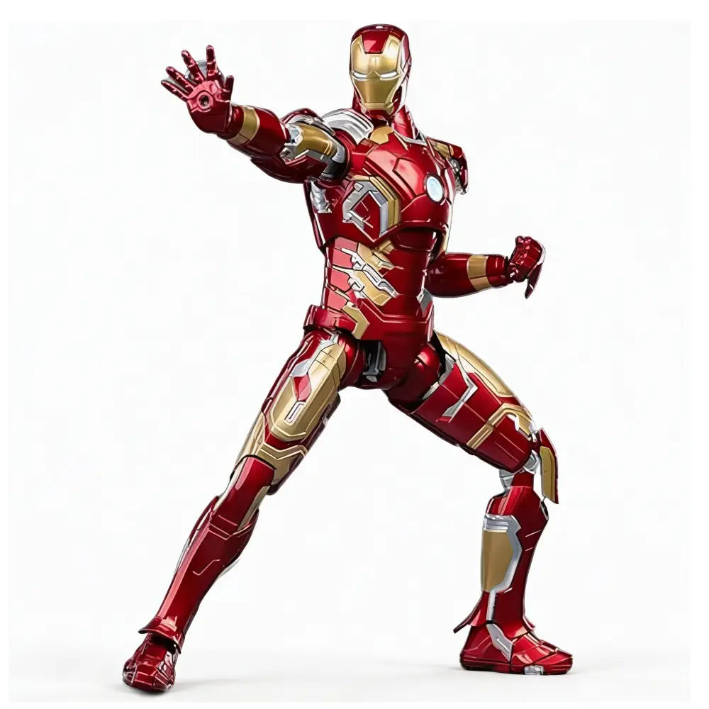 Red and gold Iron Man suit on a white background