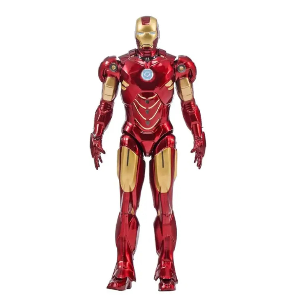 Red and gold Iron Man action figure on a white background
