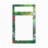 A rectangular decorative frame or plate with rounded corners, featuring a colorful forest illustration around the border and a blank white center cutout, shown on a light gray background.