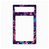 A rectangular decorative plate or cover with a colorful abstract swirl pattern in purple, pink, blue, and black, featuring two white cutouts at the top, shown on a plain white background.