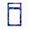 A rectangular decorative plate or frame insert with a colorful abstract swirl pattern in pink, blue, purple, and black, shown on a plain white background.