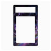 A decorative phone case or frame insert with a black border and a purple, blue, and pink galaxy nebula print, shown on a plain white background.