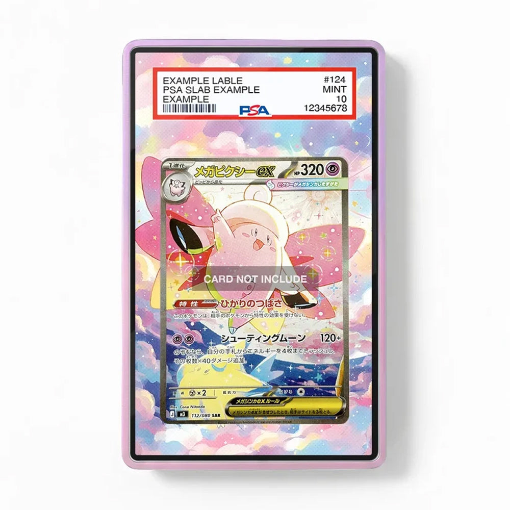 Card holder with a colorful card design on a white background