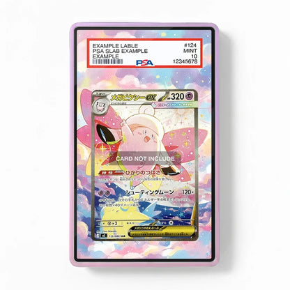 Card holder with a colorful card design on a white background