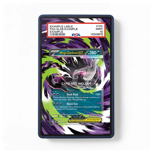 A framed or bordered Pokémon trading card featuring Mega Darxlar, with a red PTA slab label at the top and a dark purple and green card design, shown against a plain white background.