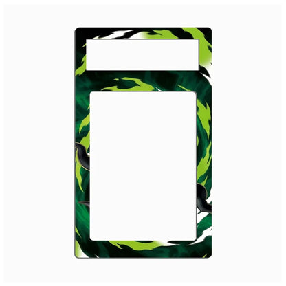 A decorative plastic phone jack cover plate featuring a green and black abstract swirl pattern, shown on a plain white background.