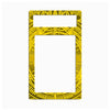A decorative yellow and black geometric patterned phone case or card holder frame with a large blank center cutout, shown on a plain white background.