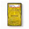 A PSA graded sample trading card in a clear protective case with a black border, featuring a yellow and black design. The top label shows a PSA slab certification card with a red, white, and blue PSA logo.