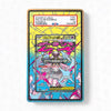Pokémon trading card in a protective holder on a white background