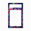 A rectangular decorative frame or plate with rounded corners, featuring a colorful abstract neon burst design around the border and a blank white center cutout, shown on a light gray background.