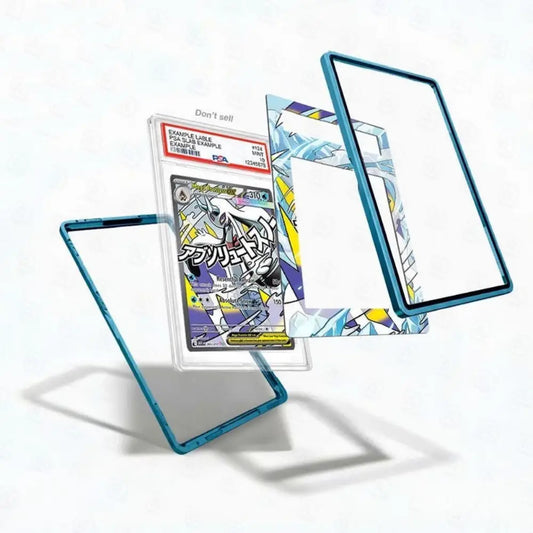 Card with protective blue case on a white background