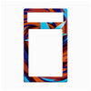A rectangular picture frame with a colorful abstract swirl pattern in blue, orange, red, and brown, shown on a plain white background.