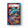 A collectible holographic PSA slab card featuring Magikarp, photographed against a clean white background. The slab has a light blue outer border and a pink inner border, with a printed PSA certification label at the top.
