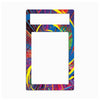 A rectangular plastic cover with rounded corners, featuring a colorful abstract graffiti-style pattern with yellow, blue, red, purple, and green brushstrokes. The top section has a horizontal slot cutout, and the lower section has a larger vertical slot cutout, leaving the center blank.