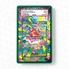 Pokémon trading card in a colorful protective case on a white background