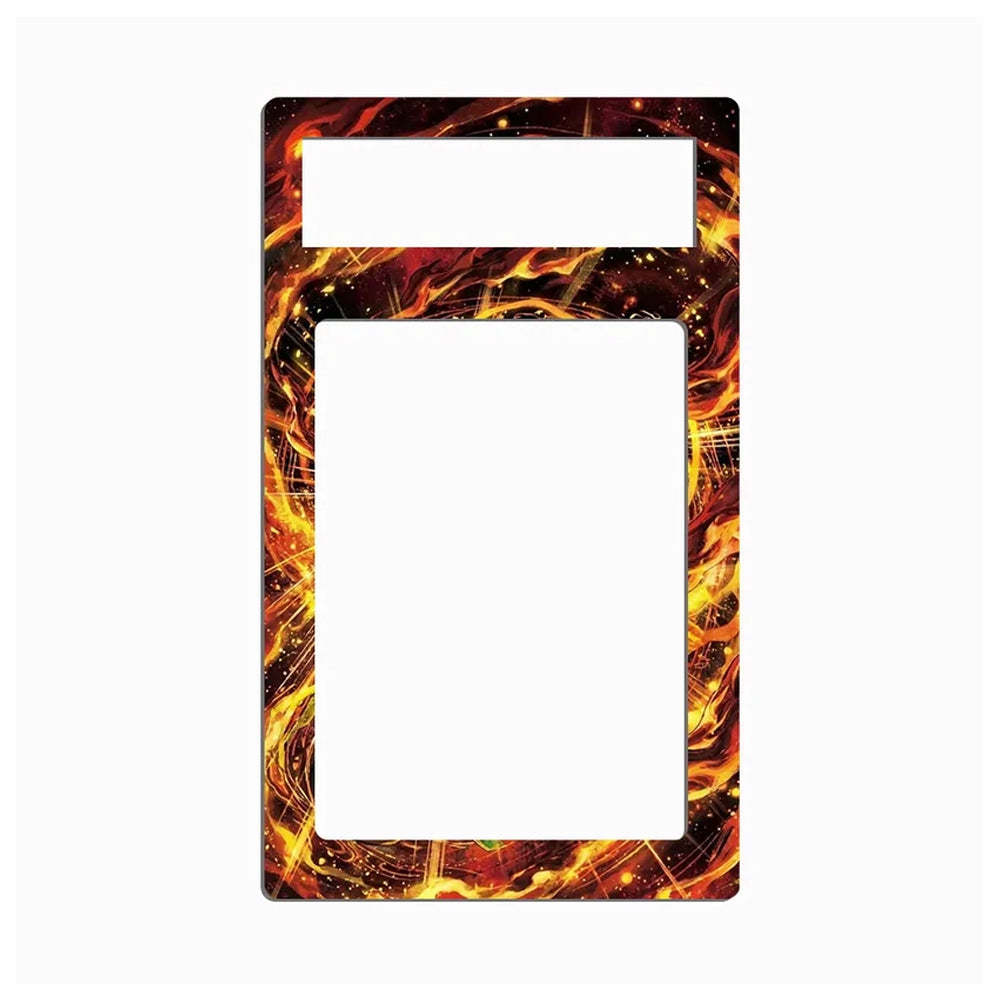 A rectangular light switch plate cover featuring a vibrant, fiery abstract pattern of orange, yellow, and red flames with black embers, shown on a plain white background.