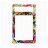 A rectangular decorative plate or frame with a colorful abstract lightning pattern on a white background.