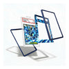 Three clear acrylic card protectors with dark blue borders are shown floating against a white background, with one protector displaying a graded Yu-Gi-Oh! trading card insert.