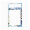 A rectangular light switch plate cover featuring a watercolor-style illustration of an industrial scene with blue sky, beams, and windows. The top section has a blank white slot for a label, and the center is a large blank white area.
