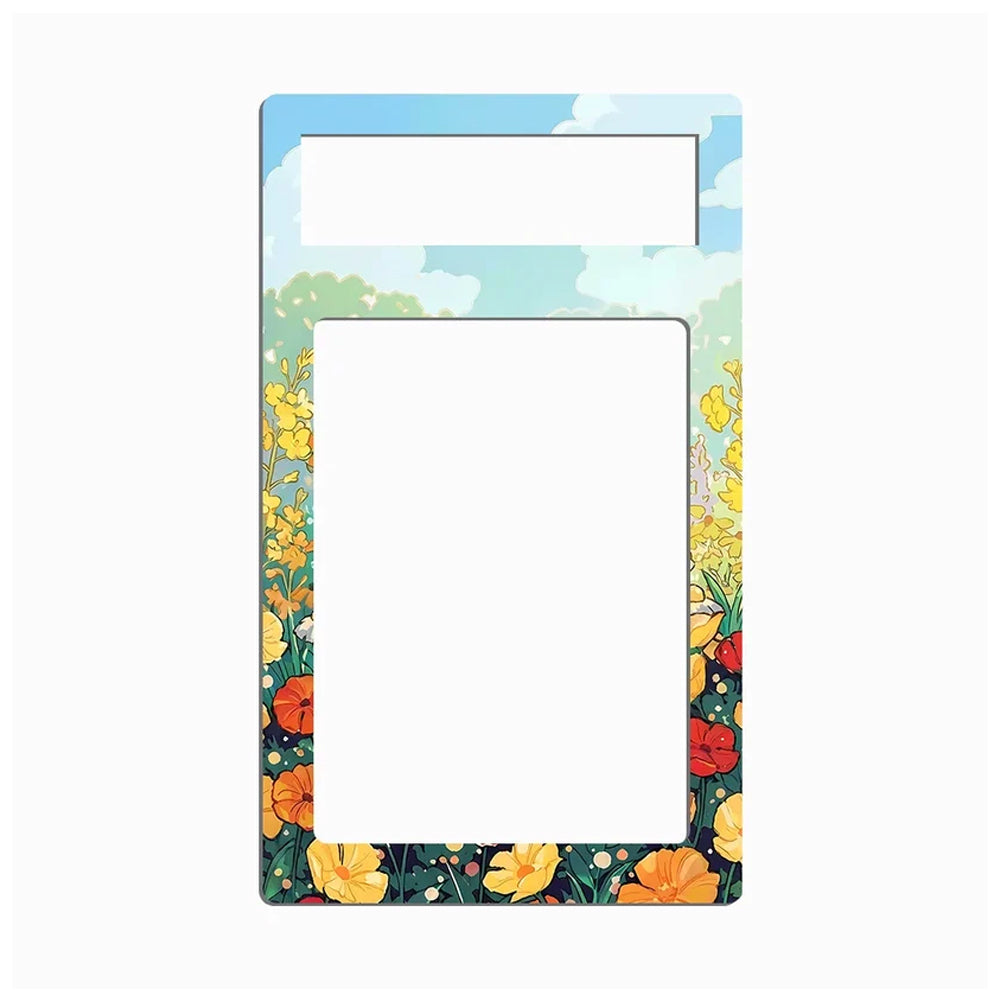 A decorative rectangular frame or plate with a floral border and a large blank center cutout, shown on a plain white background.