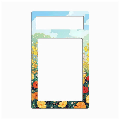 A decorative rectangular frame or plate with a floral border and a large blank center cutout, shown on a plain white background.