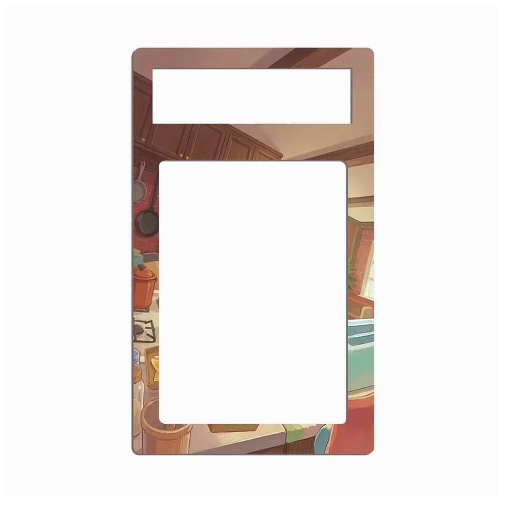 A rectangular light switch plate cover featuring an illustrated kitchen scene with wooden cabinets, cooking utensils, and countertop details, shown against a plain white background.