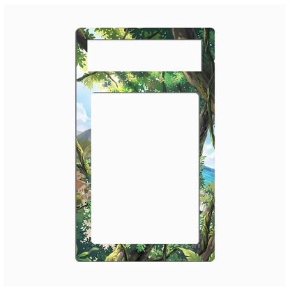 A decorative rectangular picture frame with a floral border and a sky-and-cloud design at the top, shown on a plain light gray background.