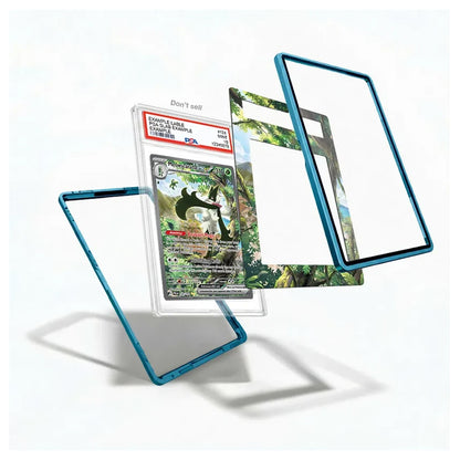 A rectangular picture frame with a scenic forest border featuring green trees, blue sky, and white clouds, with two blank white photo slots.
