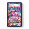 Pokémon trading card in a protective case on a white background