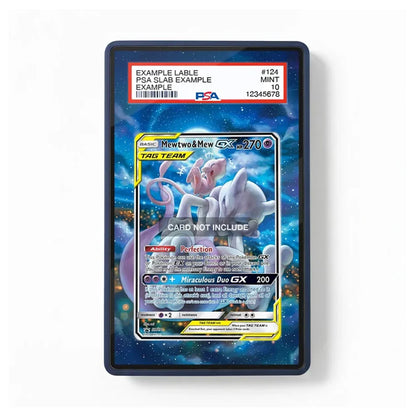 A PSA graded trading card slab containing a Miraculous Duo GX card, shown against a clean white background. The slab has a dark blue border and a red PSA label at the top.