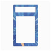 A blue decorative card holder frame with a starburst pattern, featuring a top rectangular slot and a larger central vertical slot, shown on a plain white background.