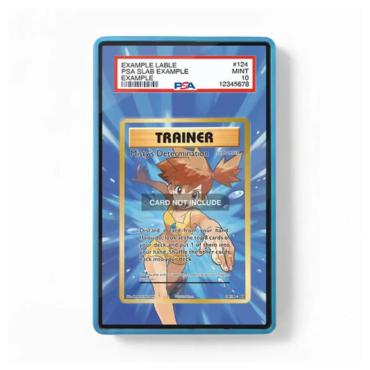 A PSA graded protective card slab containing a Pokémon TCG card, shown against a plain white background. The slab has a blue border and a red and white PSA label at the top.