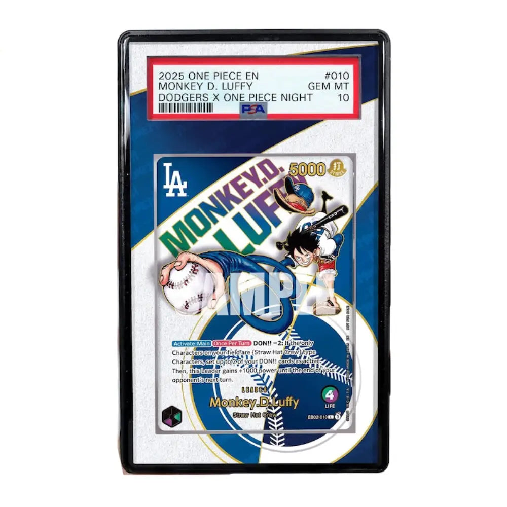 Trading card featuring Monkey D. Luffy from One Piece and Los Angeles Dodgers logo