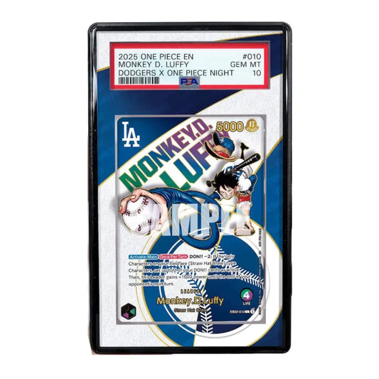 Trading card featuring Monkey D. Luffy from One Piece and Los Angeles Dodgers logo