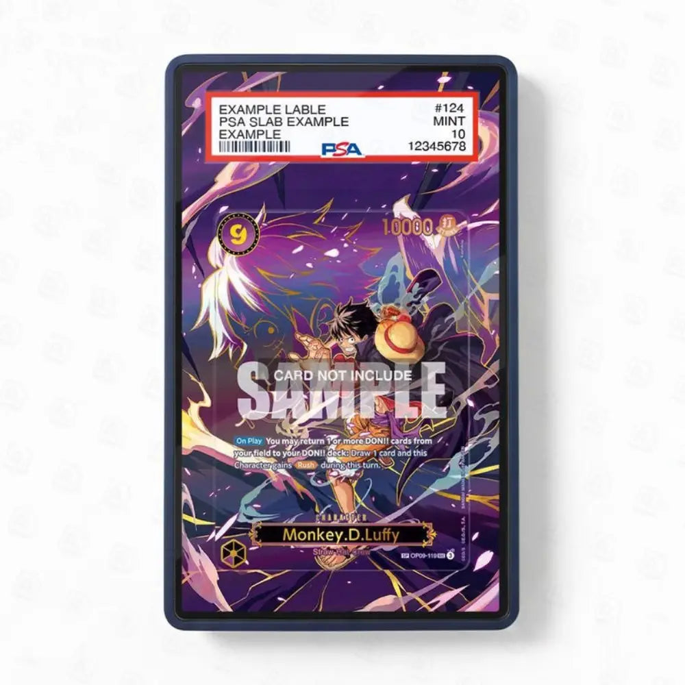 Card with anime character design and PSA slab label on a white background