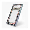A smartphone case with a light blue-gray metallic frame and a decorative border featuring pink, black, white, and orange abstract graffiti-style artwork, shown on a clean white background.