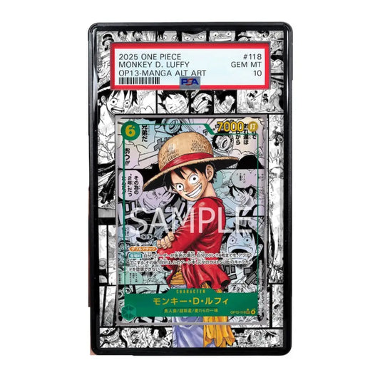 Card featuring Monkey D. Luffy from One Piece with black and white border