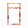 A rectangular picture frame with a vintage map border design in muted pink, beige, and red tones, featuring a small decorative blue and yellow detail at the bottom.
