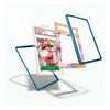 A set of transparent phone cases with blue borders and anime-themed printed inner designs, shown floating on a white background with a card insert featuring One Piece artwork.