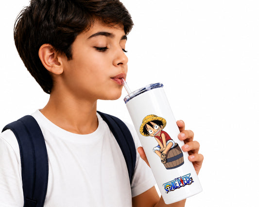 One Piece Monkey D. Luffy Barrel Tumbler Sipper – Anime Stainless Steel Travel Cup