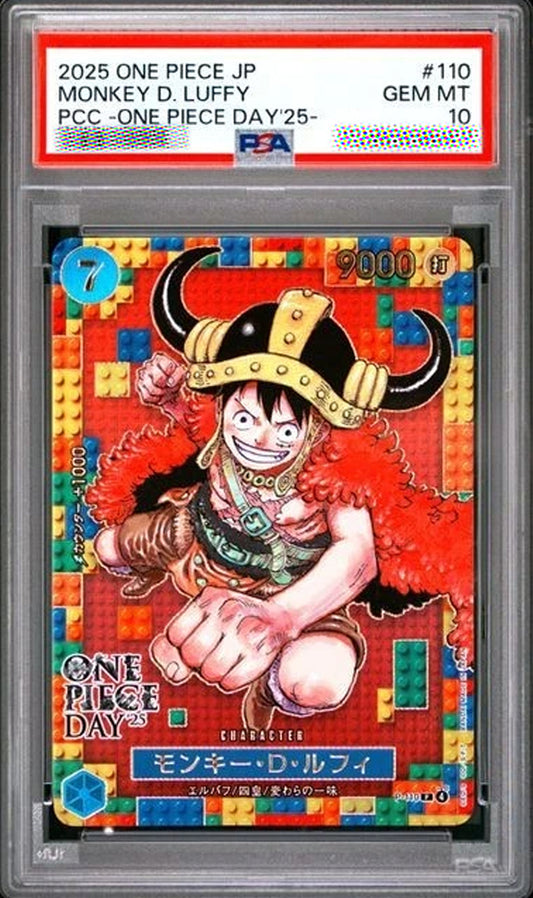 Monkey D. Luffy PSA 10 P-110 Premium Card Collection One Piece Day 2025 Japanese One Piece Card