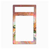 A decorative rectangular card holder or picture frame with rounded corners, featuring a colorful anime-style illustration border and two blank white cutout sections, shown on a plain white background.