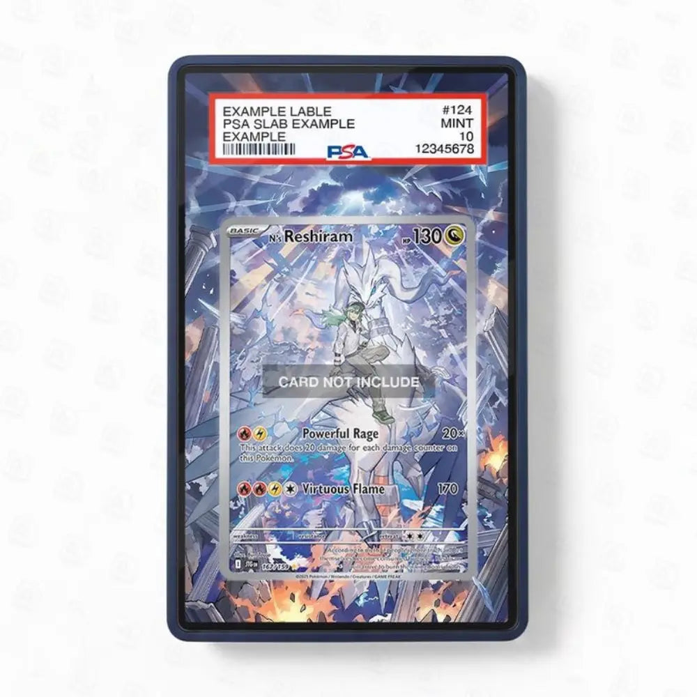 Pokémon trading card in a protective case with PSA grading label on a white background