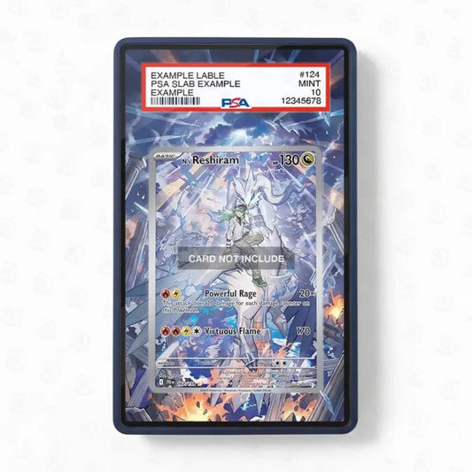 Pokémon trading card in a protective case with PSA grading label on a white background