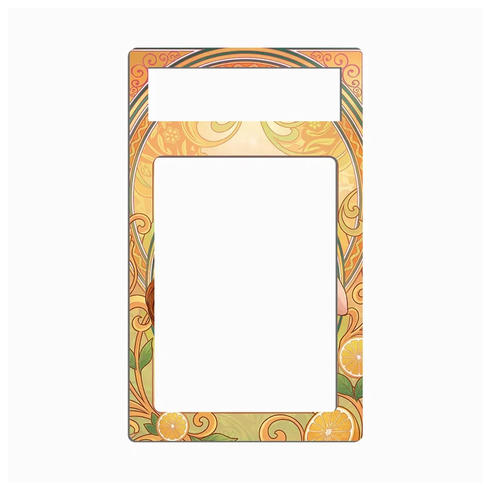 An ornate decorative picture frame with a vintage Art Nouveau design featuring orange, yellow, and green swirls, floral motifs, and citrus slice illustrations, shown on a plain white background.